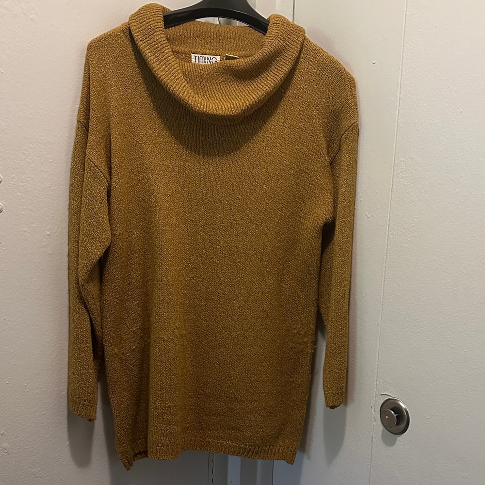 Timing Mustard Cowl Neck Sweater